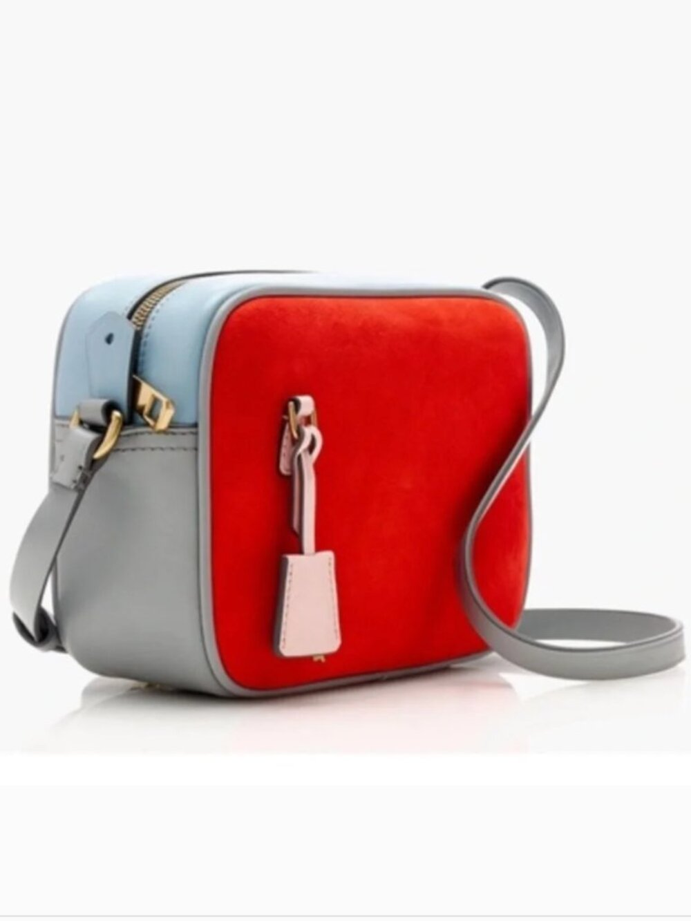 J.Crew Colorblock Mini Signet Leather Crossbody Bag in Blue, Orange, Pink